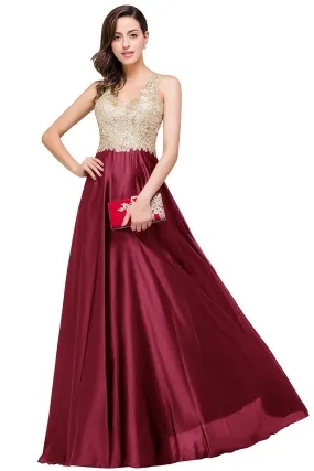 Backless Long Black and Gold Evening Dress