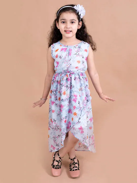 Blue Floral Chiffon Midi Dress - Mini Marvels