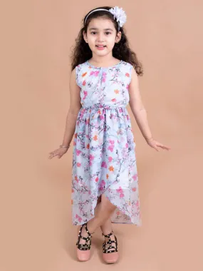 Blue Floral Chiffon Midi Dress - Mini Marvels