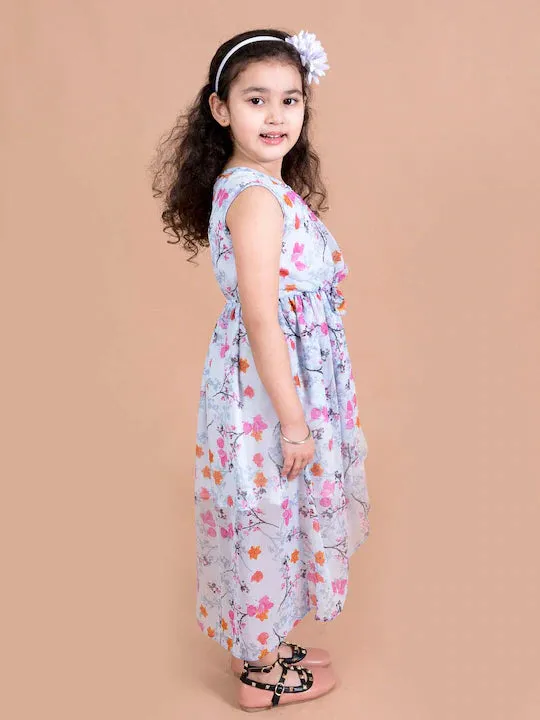 Blue Floral Chiffon Midi Dress - Mini Marvels
