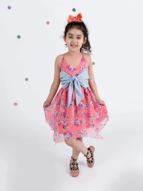 Coral Floral Chiffon Dress - Mini Marvels