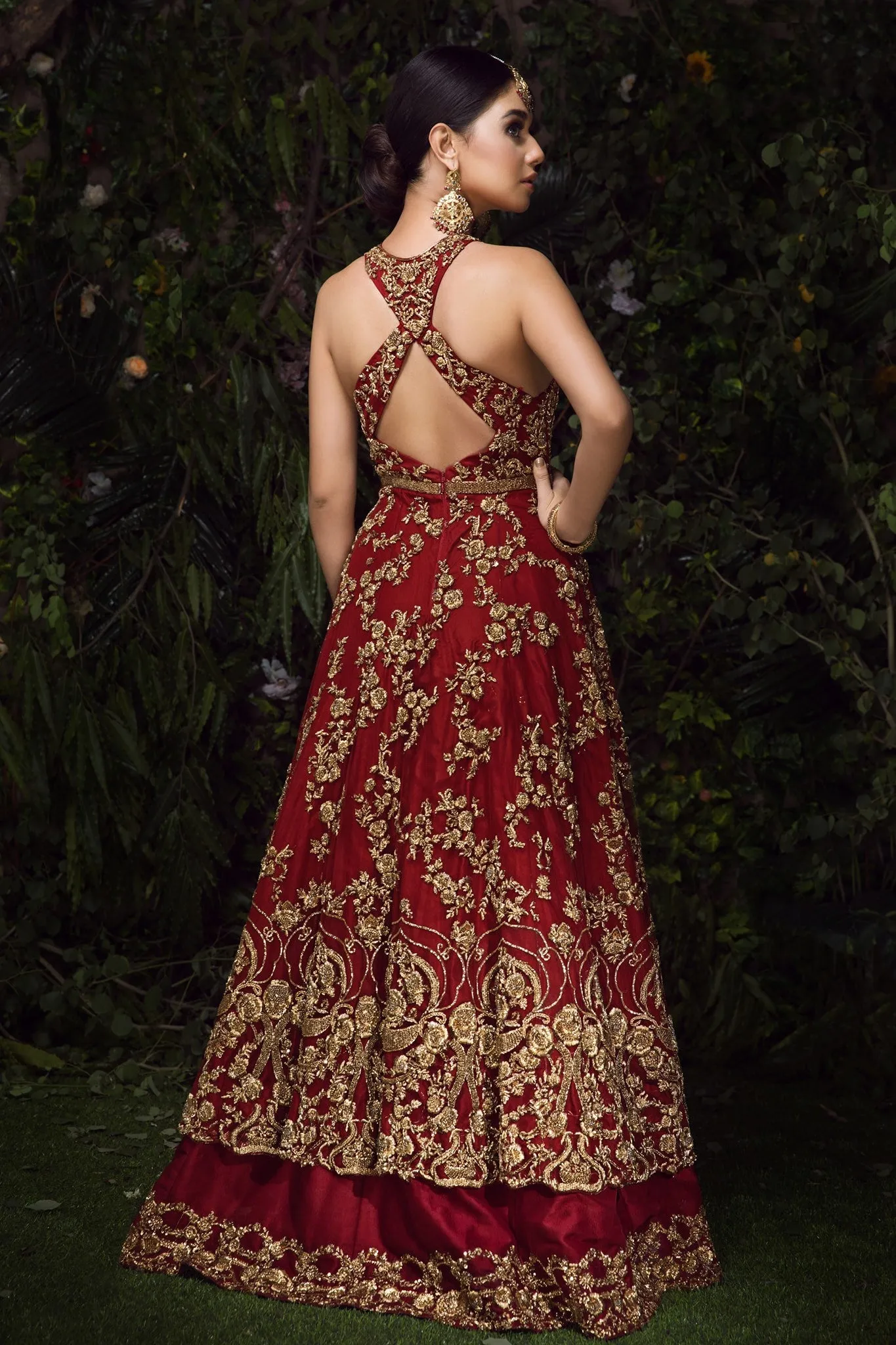 Embellished Red Bridal Lehenga Pakistani Attire #BN1074