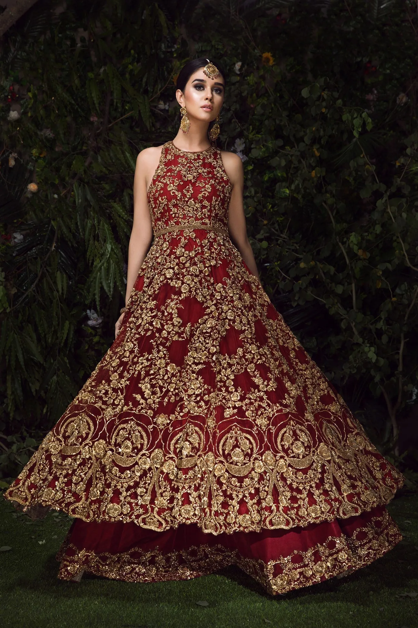 Embellished Red Bridal Lehenga Pakistani Attire #BN1074