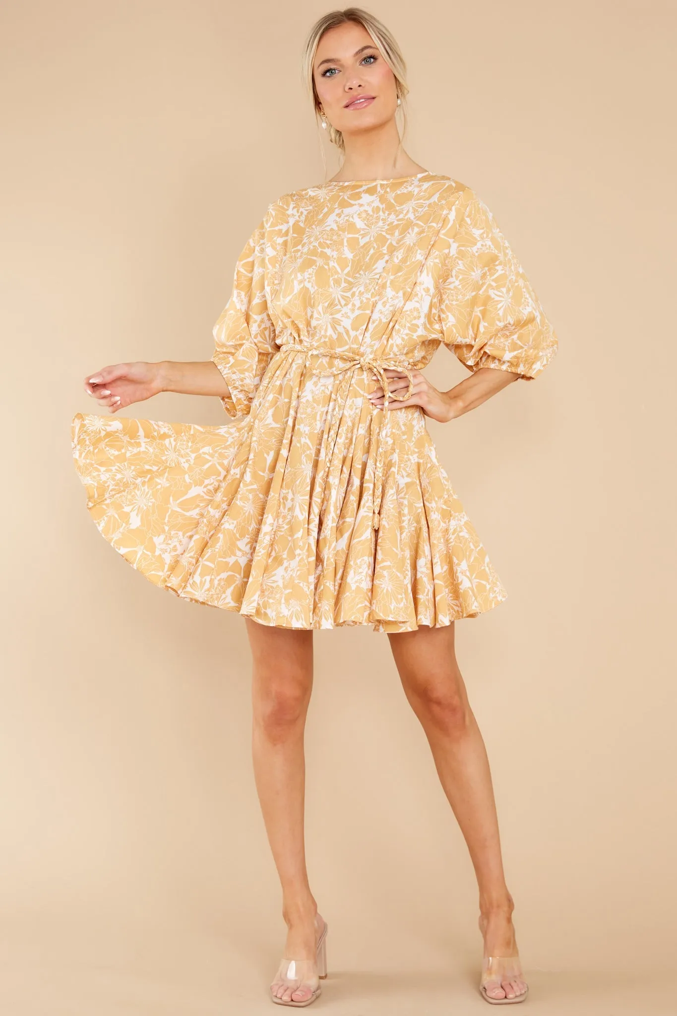 Fields Of Happy White And Yellow Floral Print Dress