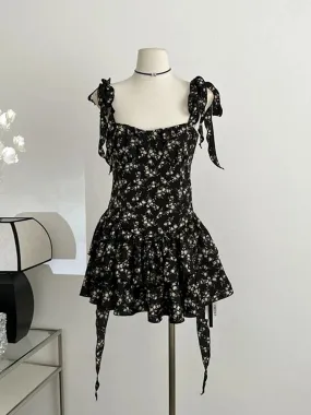 Girlary Summer Fairy Core Mini Dress Women Sexy Gyaru French Vintage 2000s Aesthetic Frocks Party Evening Mori Girl One-Piece Ruffles