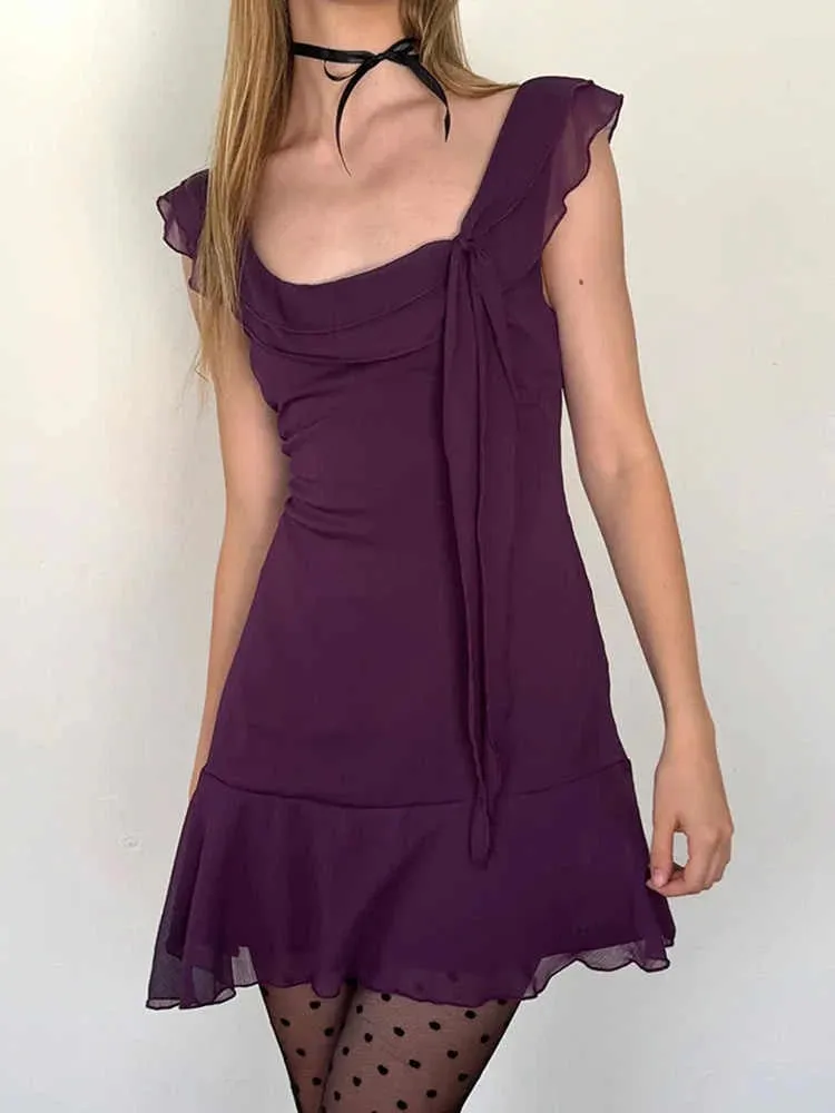 Girlary Women Red A-line Evening Luxury Dress Vintage Sleeveless Mini Chiffon Dresses Y2k Elegant One Piece Frocks 2000s Clothes Summer