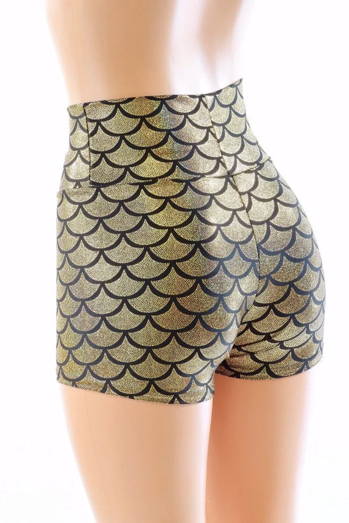 Gold Mermaid High Waist Shorts