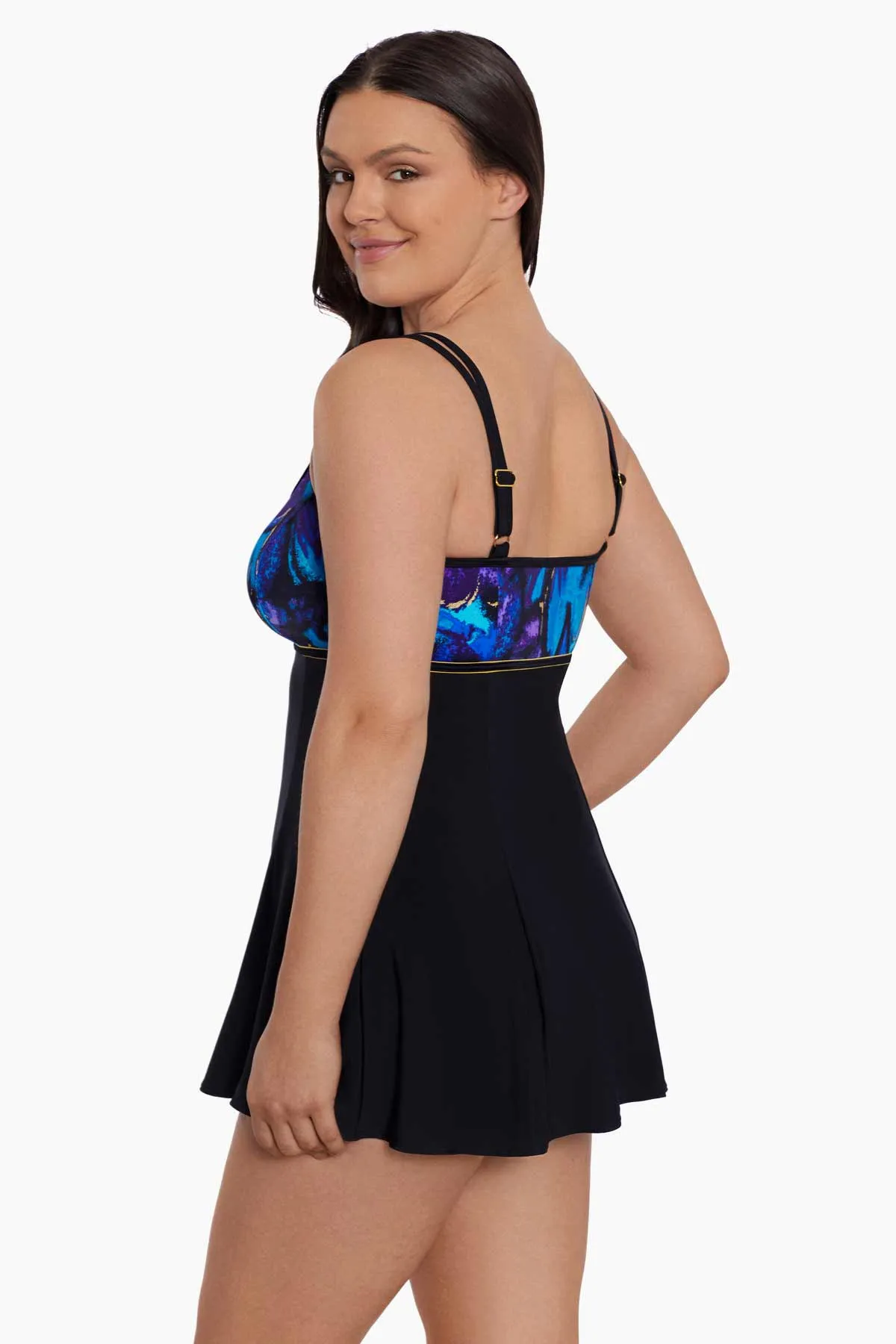 Gypsy Long Torso Empire Princess Seam Swim Dress W/ Hardware