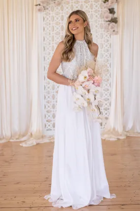 Harlow Bridal Gown in White Pearl | Chiffon