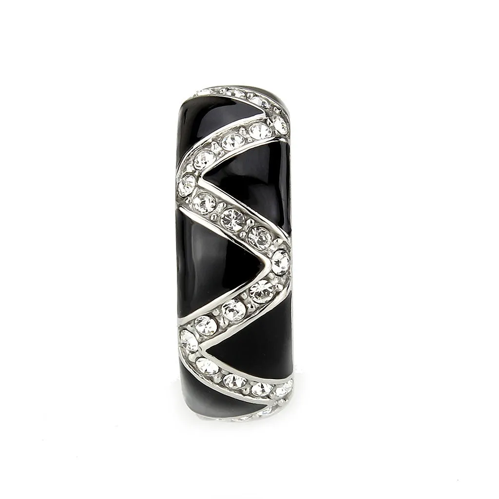 High polished (no plating) Stainless Steel Ring with Top Grade Crystal in Clear for Women Style TK3773