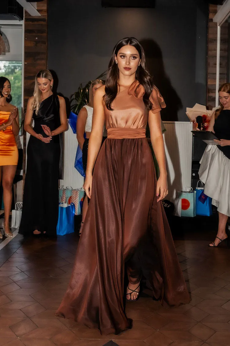 Jacinta 2-tone Gown in Bronze Chocolate | Chiffon