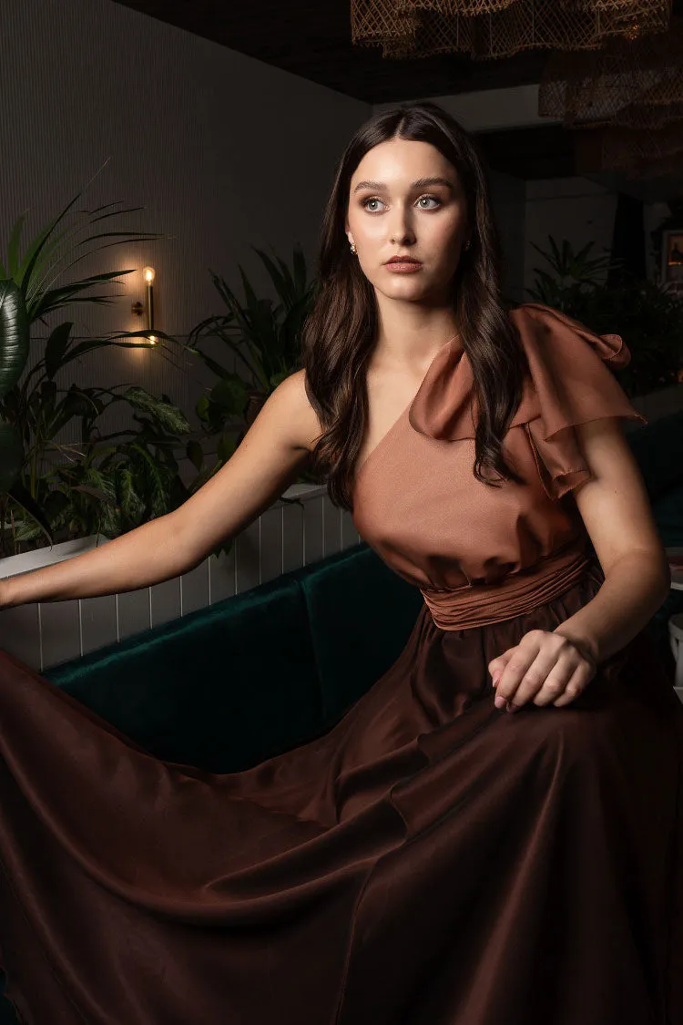 Jacinta 2-tone Gown in Bronze Chocolate | Chiffon