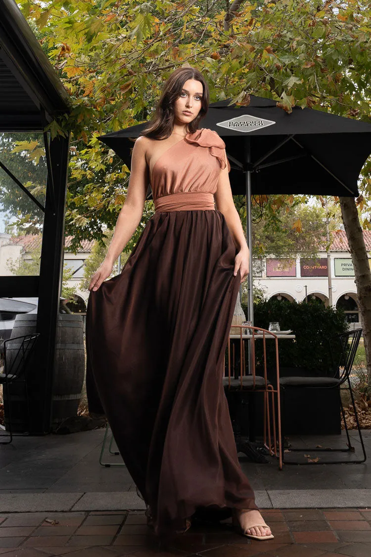 Jacinta 2-tone Gown in Bronze Chocolate | Chiffon