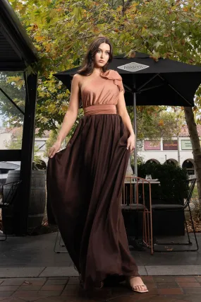 Jacinta 2-tone Gown in Bronze Chocolate | Chiffon