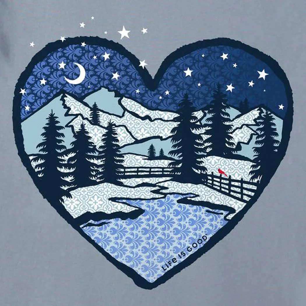 Life is Good Women's Macro Winter Heart Long Sleeve Crusher Vee