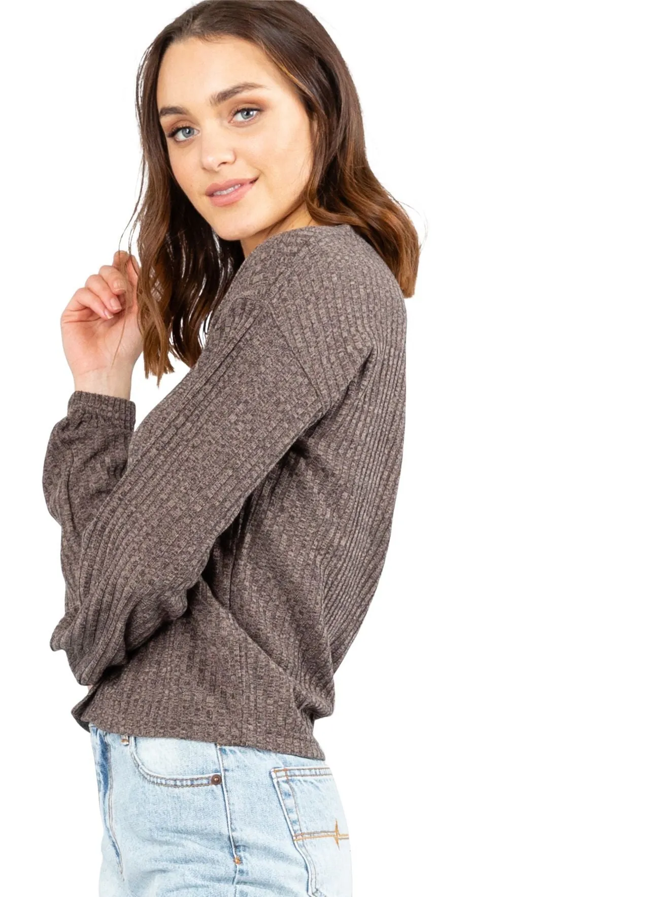 Mason Long Sleeve Crop Cardigan - Dark Grey Marle