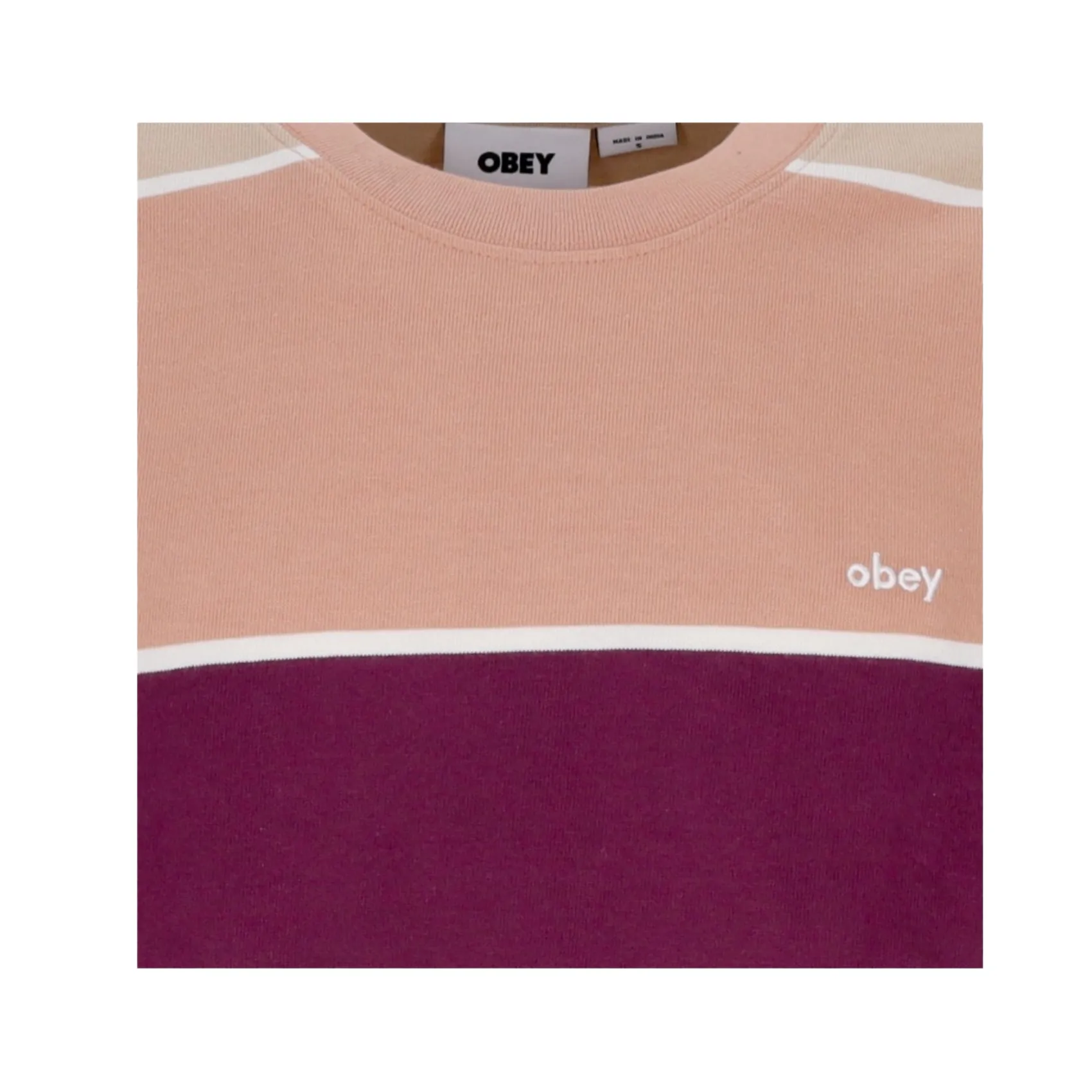 Obey Nationale Stripe Tee Ls - Italian Clay Multi