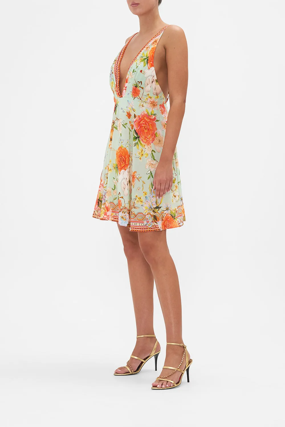 PLUNGE NECK MINI DRESS TALK THE WALK