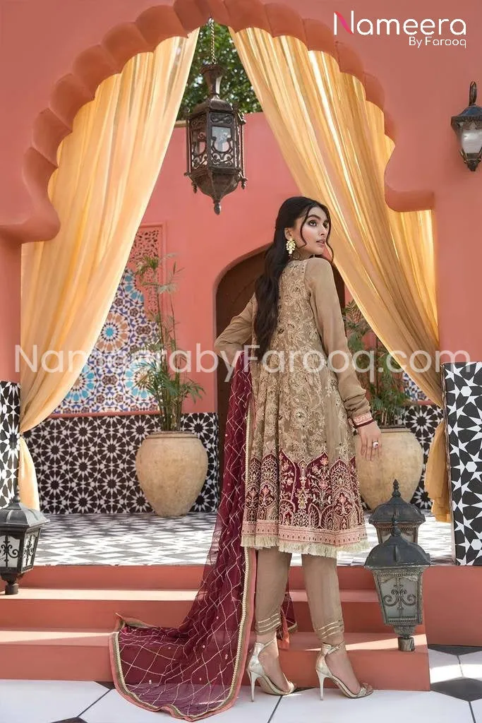 Royal Pakistani Embroidered Angrakha Style Frock #PS15