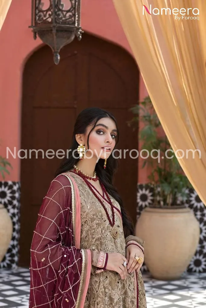Royal Pakistani Embroidered Angrakha Style Frock #PS15
