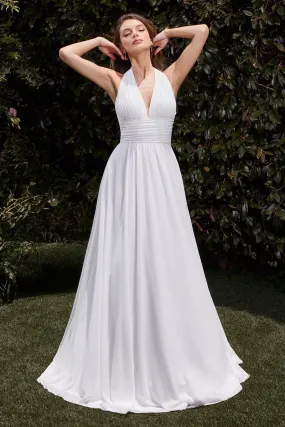 SATIN HALTER NECKLINE A-LINE BRIDAL DRESS CDCD372W