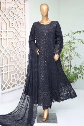 Shazlin By Bin Saeed Stitched 3 Piece Emb Chiffon Frocks Collection'2024-OWSC-990-Navy Blue