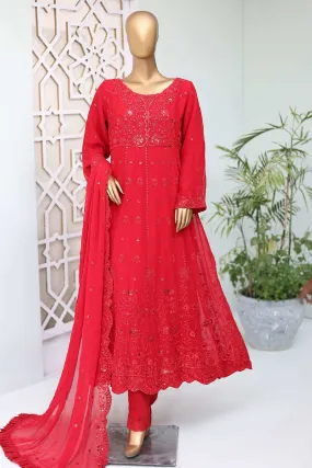 Shazlin By Bin Saeed Stitched 3 Piece Emb Chiffon Frocks Collection'2024-RTSC-994-Red