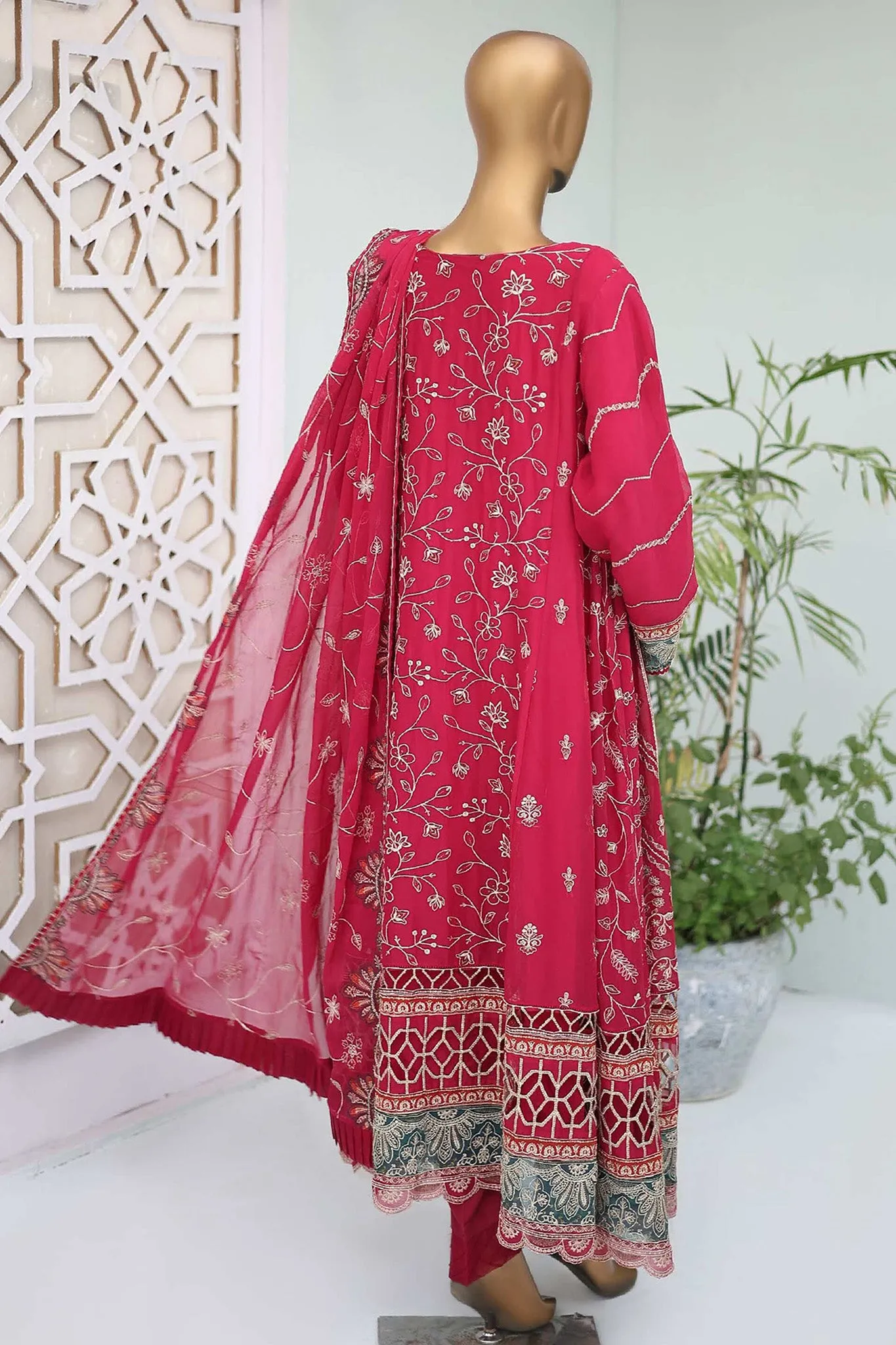 Shazlin By Bin Saeed Stitched 3 Piece Emb Chiffon Frocks Collection'2024-RTSC-995-Magenta