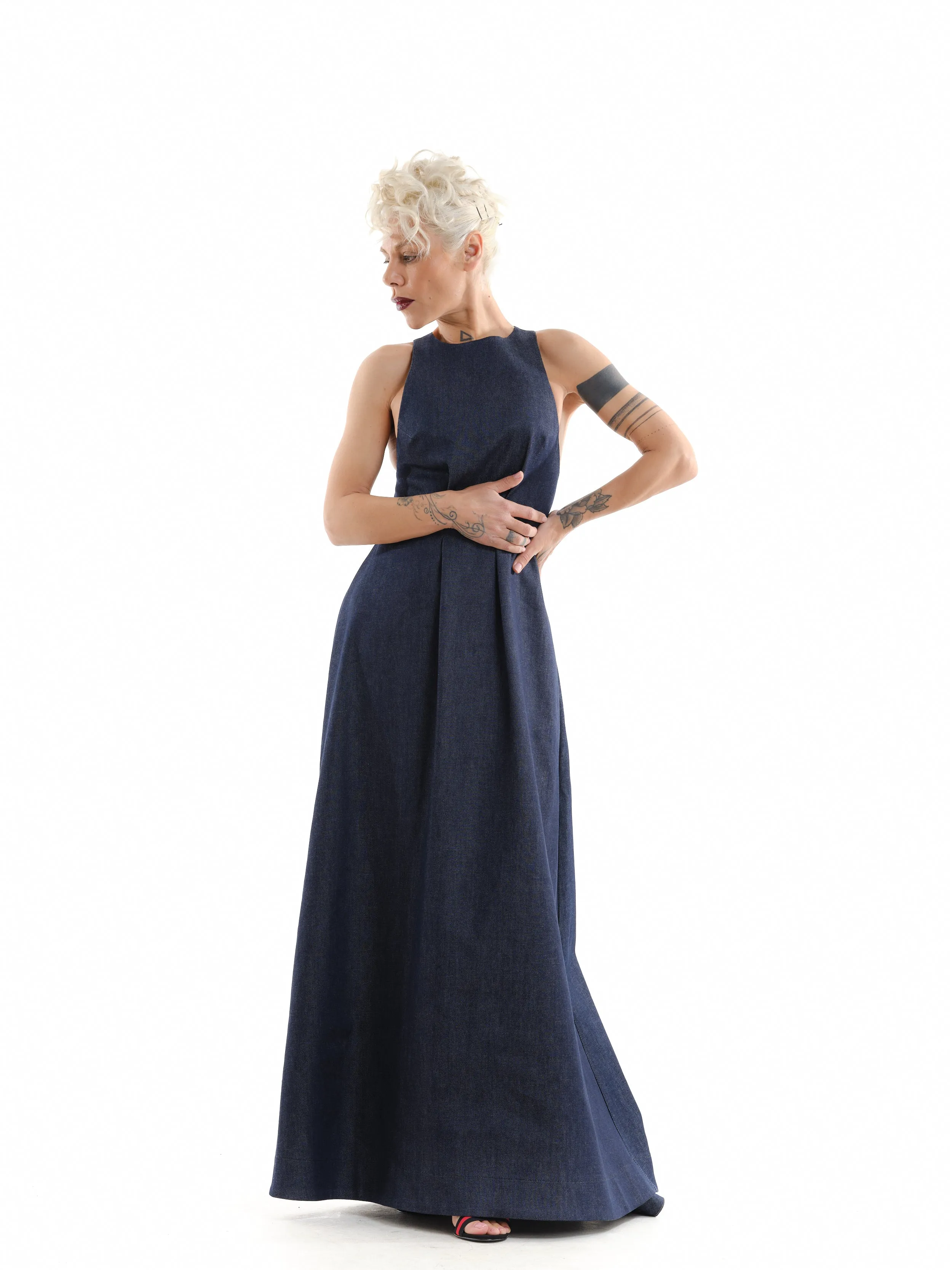 Sleeveless Denim Maxi Dress