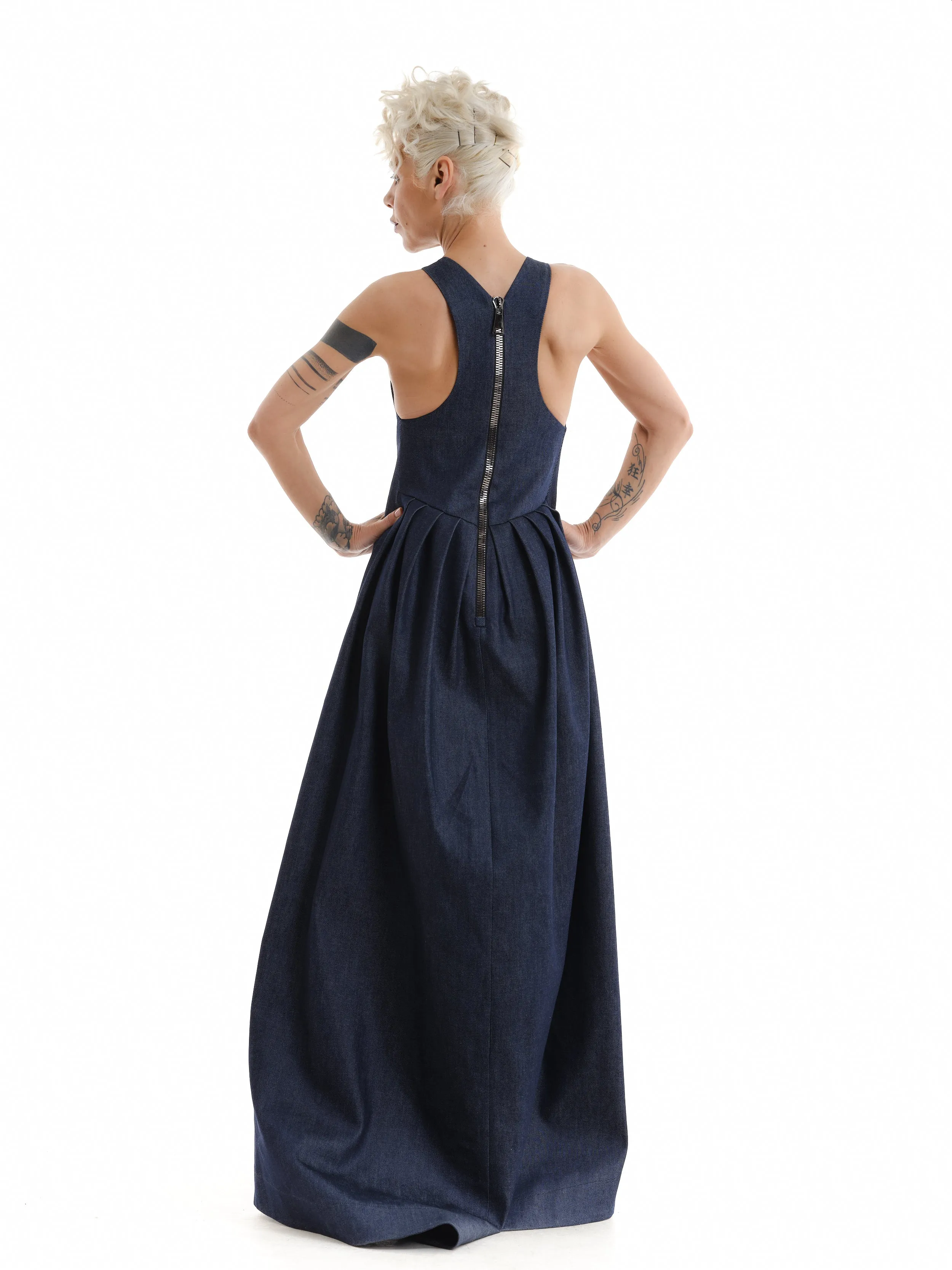 Sleeveless Denim Maxi Dress