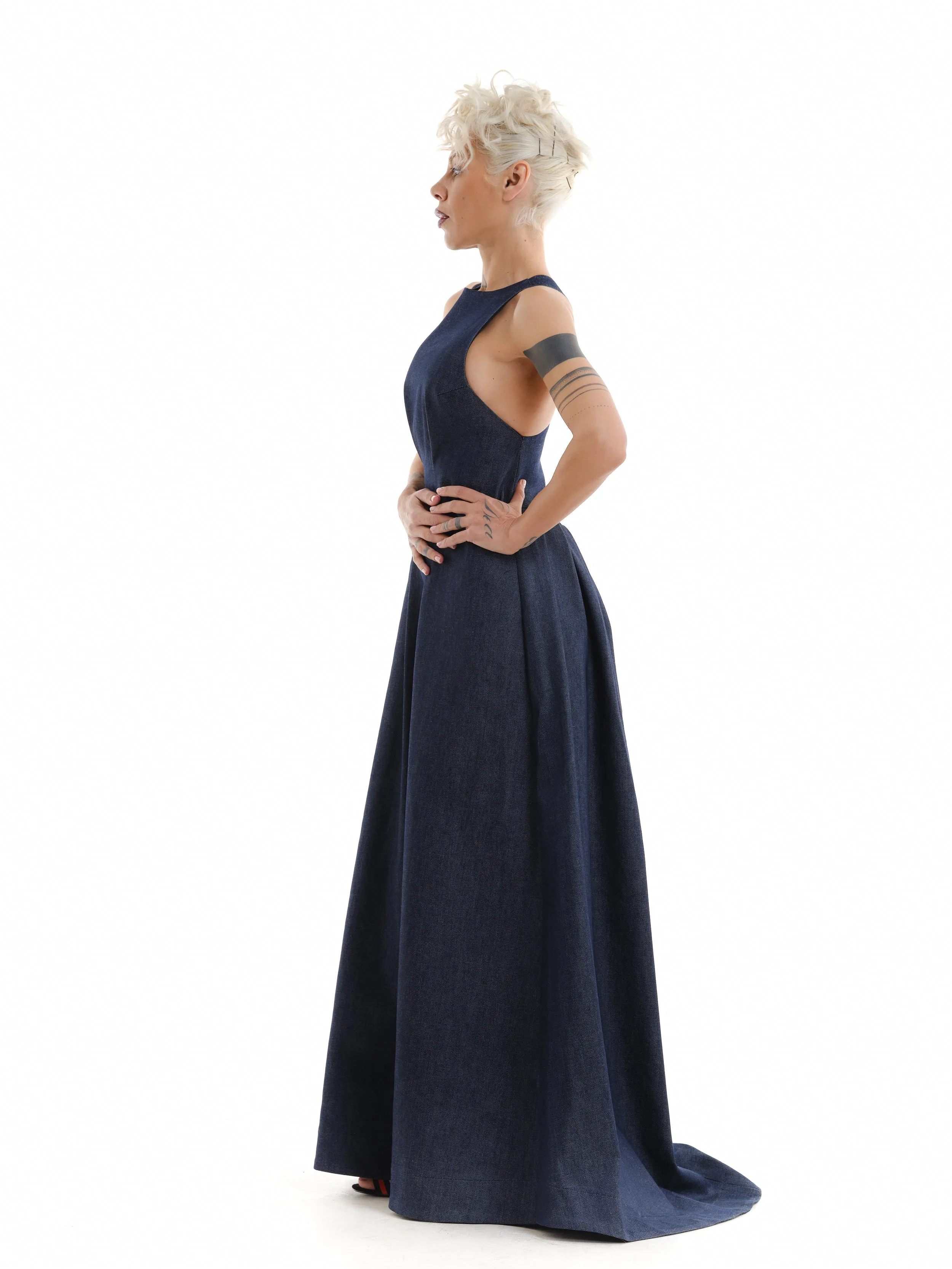 Sleeveless Denim Maxi Dress