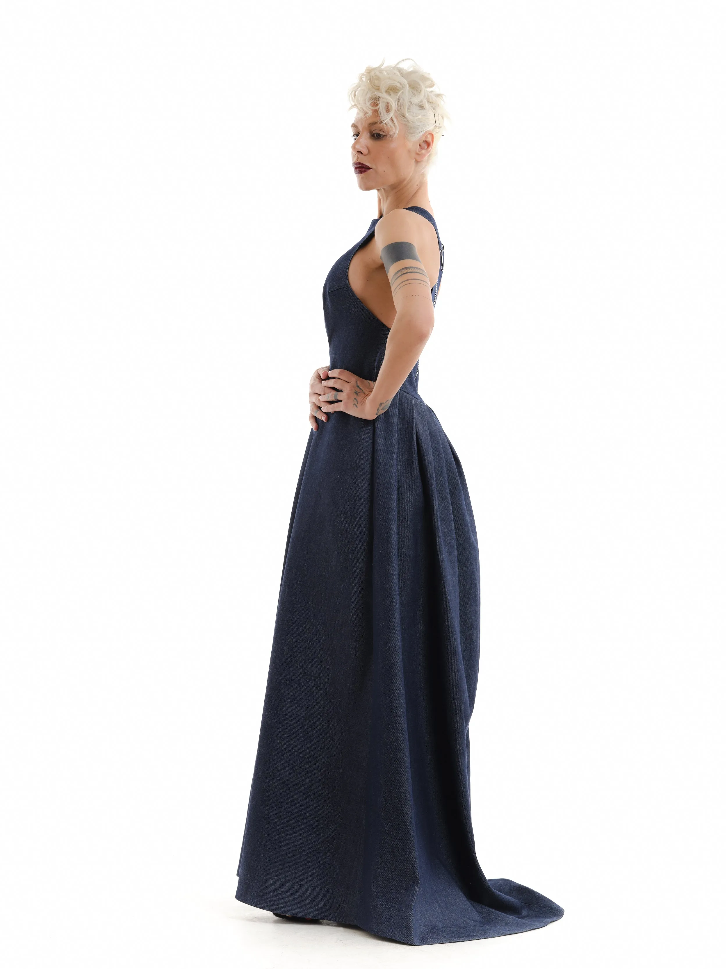 Sleeveless Denim Maxi Dress