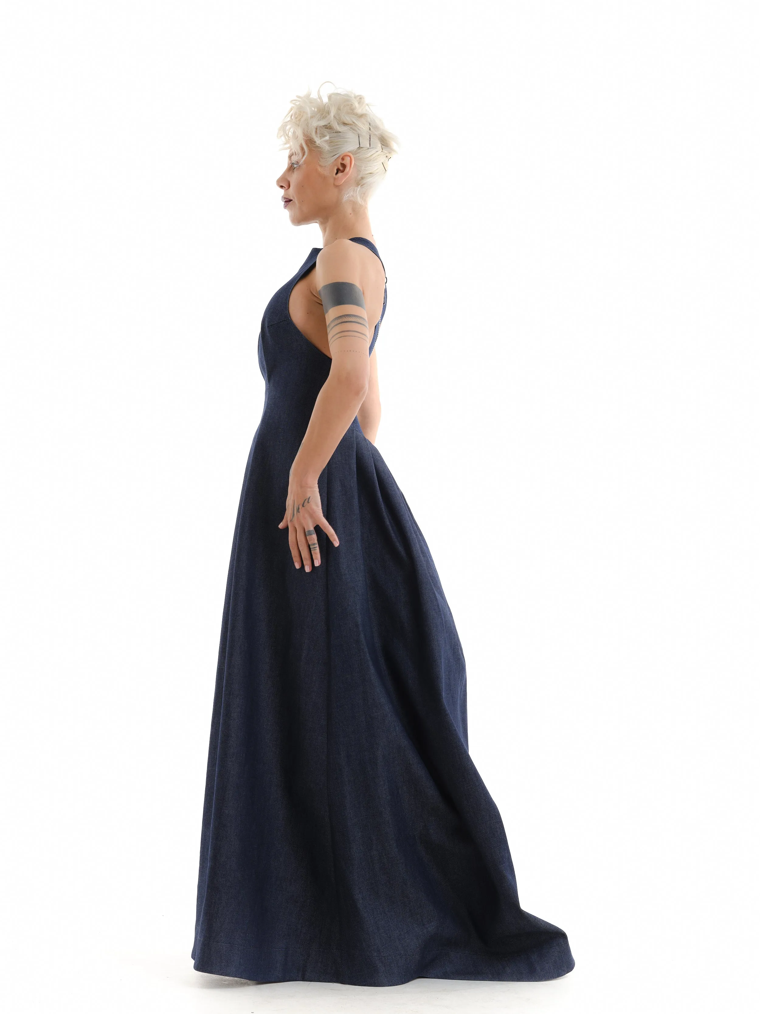 Sleeveless Denim Maxi Dress